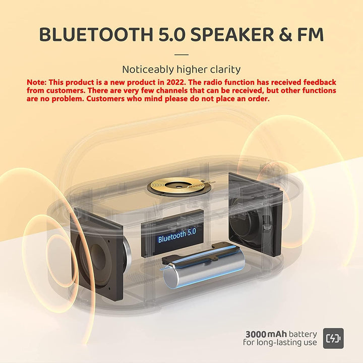 COLSUR Radiowecker Digital mit Wireless Charger, Bluetooth Lautsprecher mit USB-Ladegerät, Smart Wec