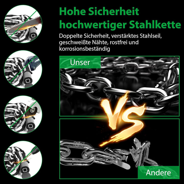 Elektroroller Schloss eLinkSmart Bike Chain Lock Fingerabdruck App Unlock Heavy Duty Anti-Diebstahl