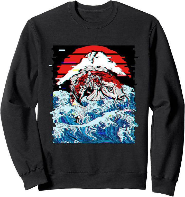 Japanese Koi Fisch Karpfen Retro Japan Kanagawa Wave Mt Fuji Sweatshirt