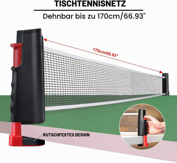Tischtennisschläger Tischtennis Set mit Tischtennisbälle, Pingpong Set für Kinder Anfänger, Familien