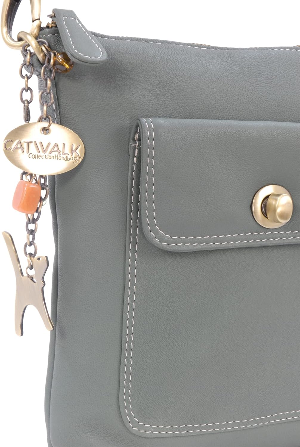 Catwalk Collection Handbags - Leder - Umhängetasche/Schultertasche - LAURA Grün, Grün