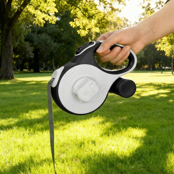 Hundeleine 8M - Hunde Leine Rollleine mit LED-Licht und Kottaschenhalter, Verknotungsfrei Leine, Sch