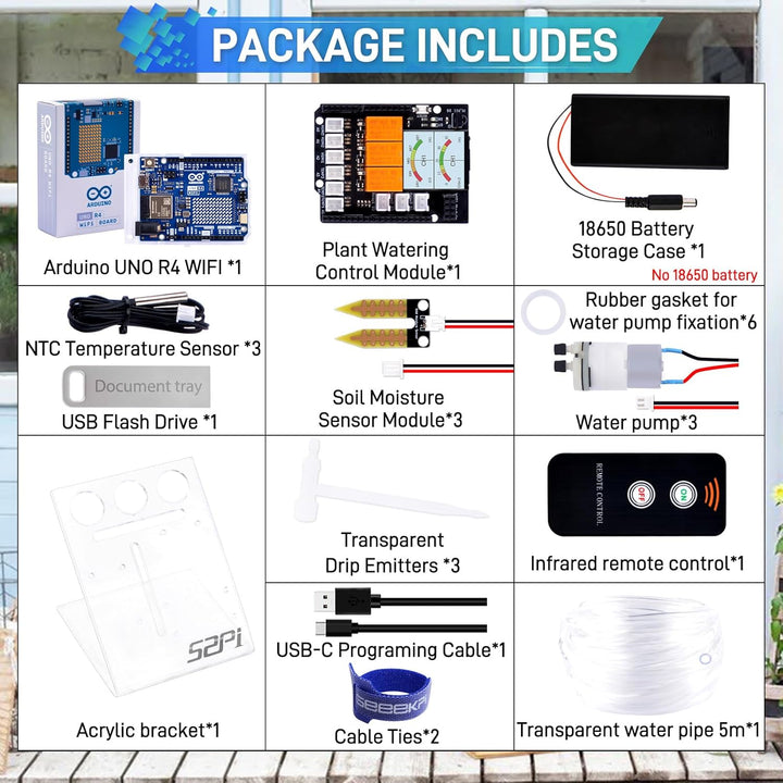 GeeekPi Plant Watering Kit für Arduino UNO R4 WiFi, mit UNO R4 Wifi Microcontroller Board, Soil Mois