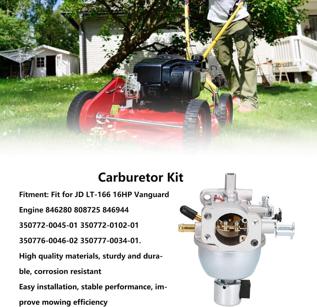 TOPINCN Vergaserkit, Vergaserfilterfiltersatz 847395 für JD LT‑166 16PS Motor 846280 808725 846944 3