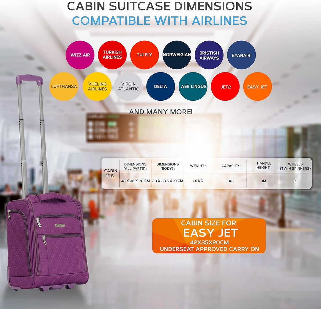 Flight Knight easyJet Underseat Carry On Non Priority Approved Handgepack Koffer - 2 Rader - Ultra L