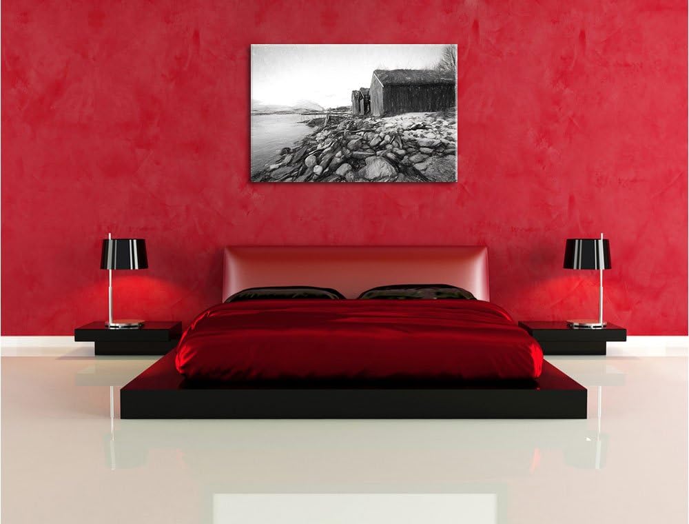 Pixxprint Küste der norwegischen See Tromso als Leinwandbild/Grösse: 100x70 / Wandbild/Kunstdruck/fe