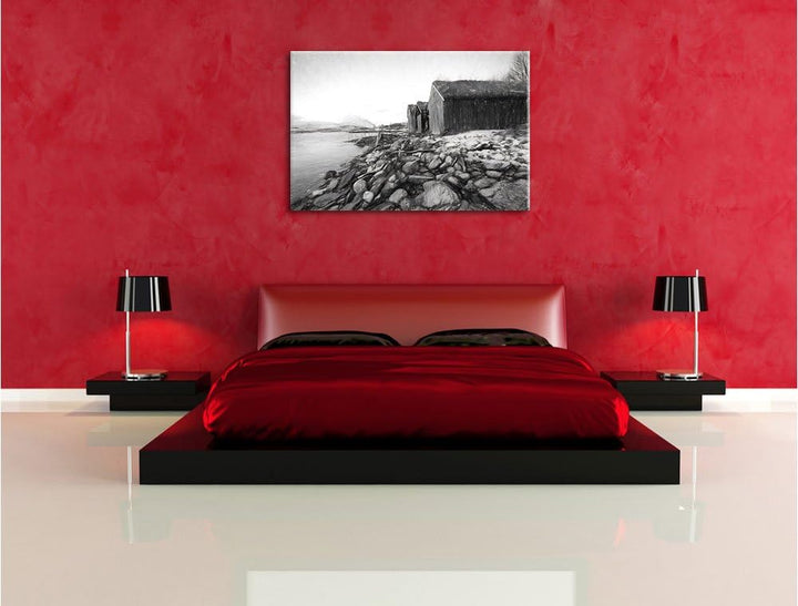 Pixxprint Küste der norwegischen See Tromso als Leinwandbild/Grösse: 100x70 / Wandbild/Kunstdruck/fe