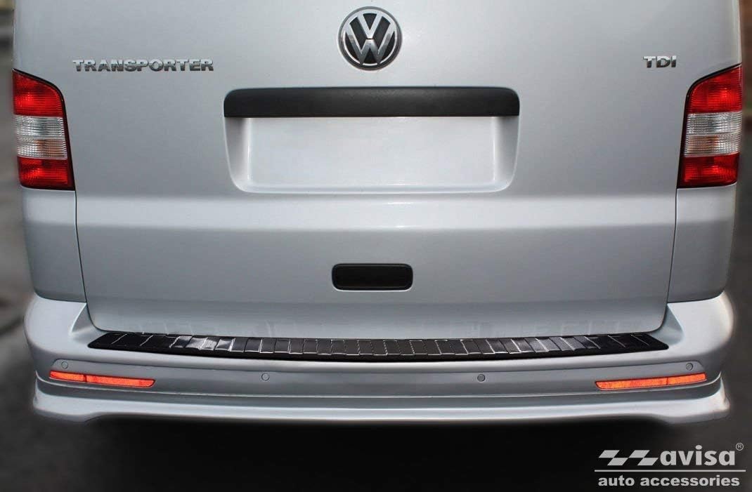 Schwarz Edelstahl Heckstossstangenschutz kompatibel mit Volkswagen Transporter T5 2003-2015 (Alle) &