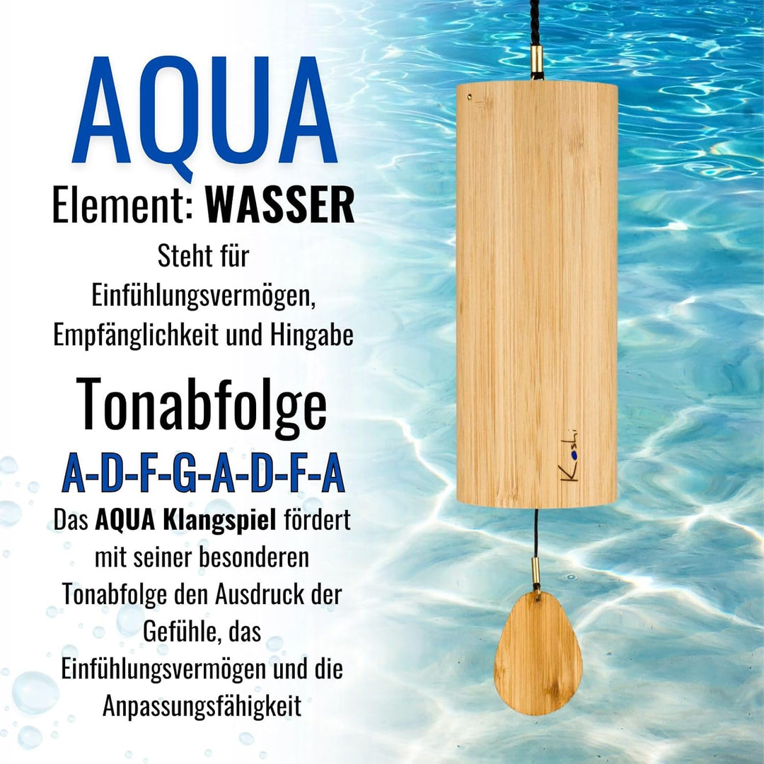 Koshi Klangspiel Aqua Wasser aus Bambusfurnier | Windspiel mit Geschenkverpackung | Geschenkbox
