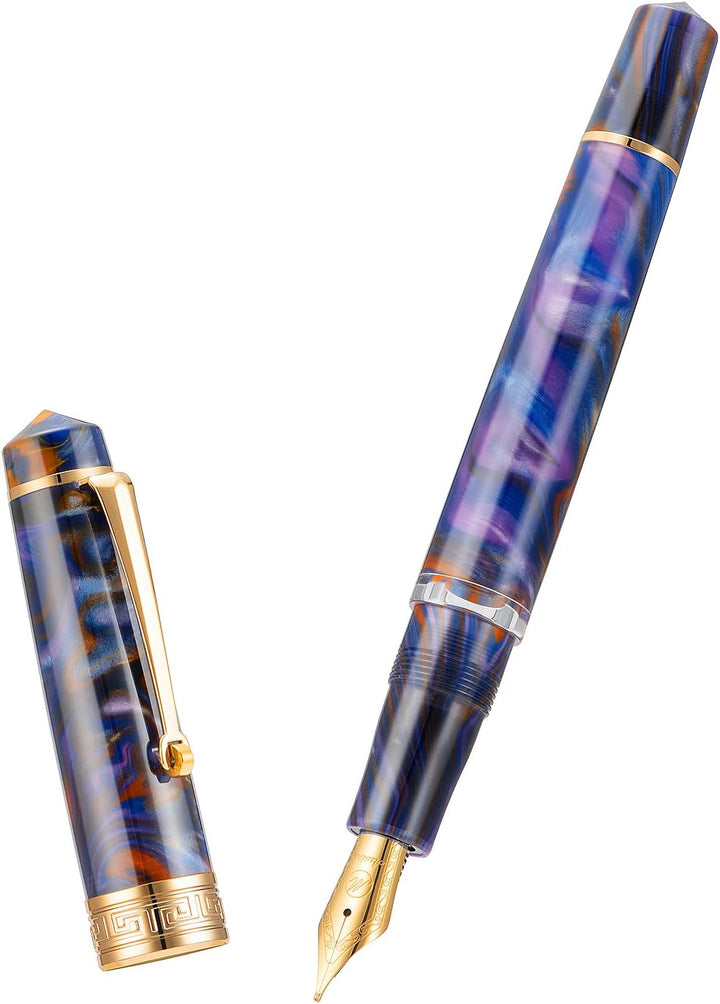 Asvine P20 Kolben Füllhalter Lila Harz, Iridium Feine Feder Gold Trim Business Signature Smooth Writ