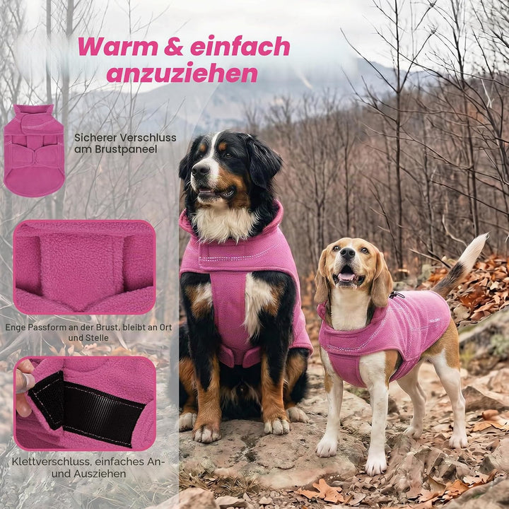 VIVAGLORY Hunde-Fleeceweste, Hundepullover für Kaltes Wetter für Grosse Hunde, Verstellbare Winterkl