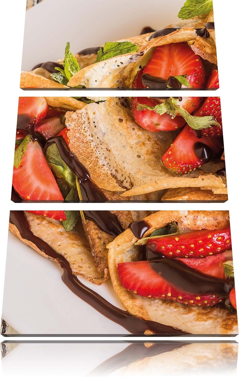 Pixxprint Crepes mit Erdbeeren 3-Teiler Leinwandbild 120x80 Bild auf Leinwand