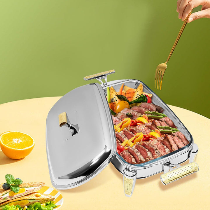 2.32L Chafing Dish Speisewärmer Dishes Wärmebehälter für Haushalt | 40 * 20 * 12cm | EIN Fach/Zwei F