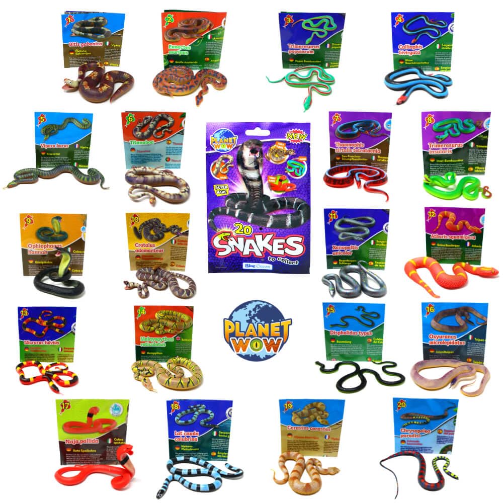 Generisch Blue Ocean Snakes Sammelfiguren 2024 - Planet Wow Farbwechsel Schlange Figur - Alle 20 Fig