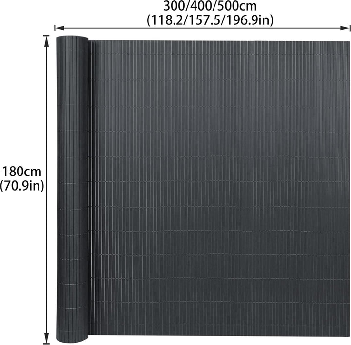 PVC Sichtschutzmatte Sichtschutzzaun 180x1000CM, Anthrazit, Outdoor Sichtschutz mit verstärkten Lame