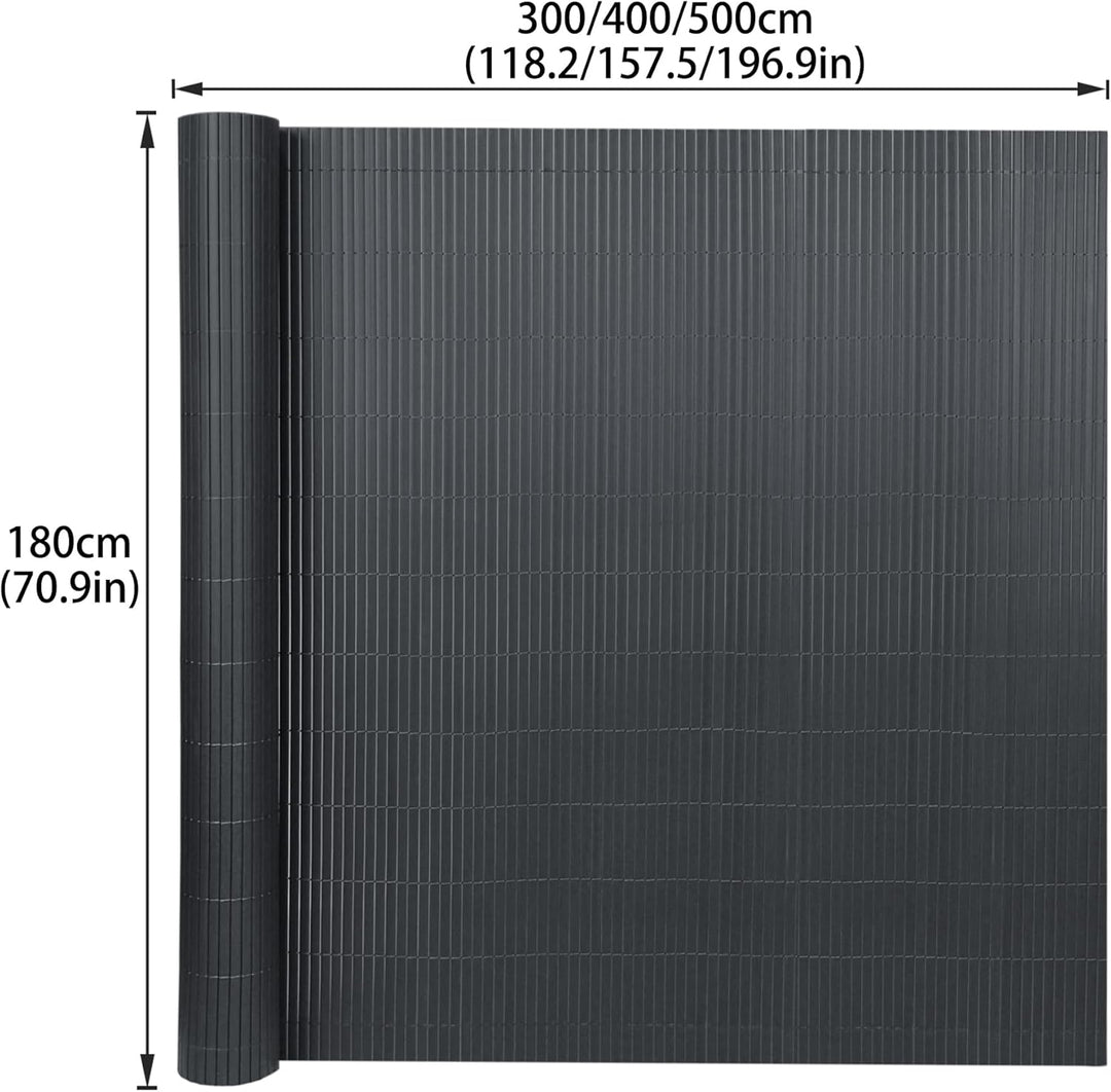 PVC Sichtschutzmatte Sichtschutzzaun 180x800CM, Anthrazit, Outdoor Sichtschutz mit verstärkten Lamel