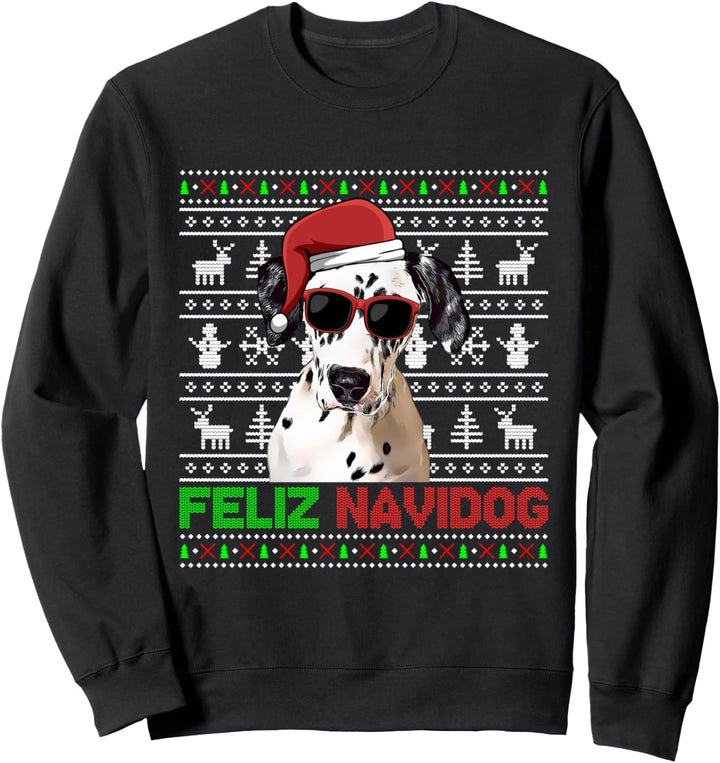 Dalmatiner Hund Feliz Navidog Lustig Weihnachten Sweatshirt