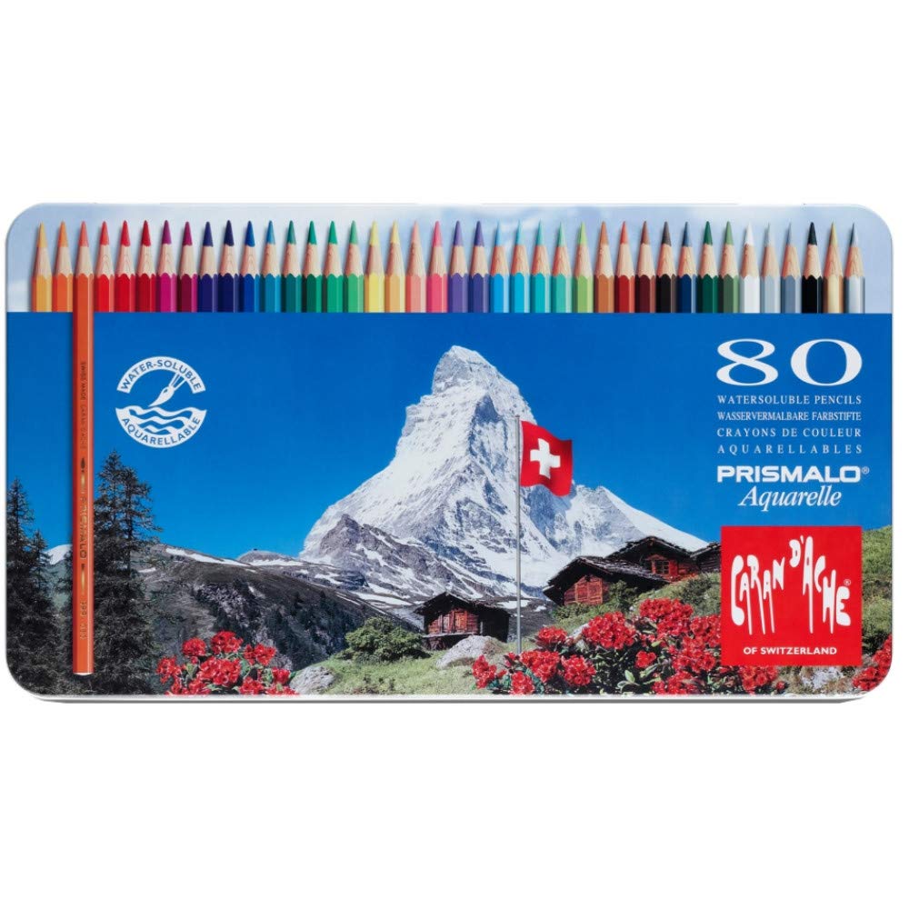 Caran d'ACHE - PRISMALO Aquarelle Buntstifte in Metallbox - 80 Stück Set Of 80, Set Of 80