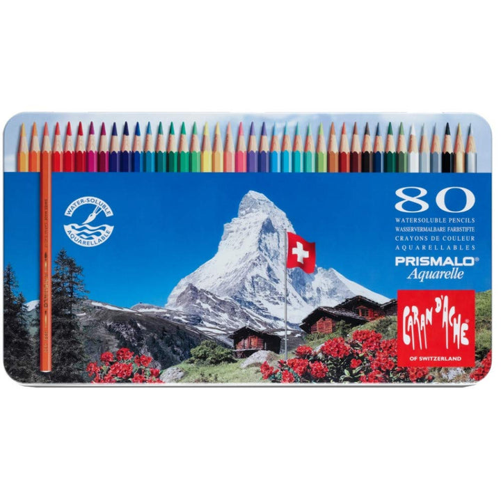 Caran d'ACHE - PRISMALO Aquarelle Buntstifte in Metallbox - 80 Stück Set Of 80, Set Of 80