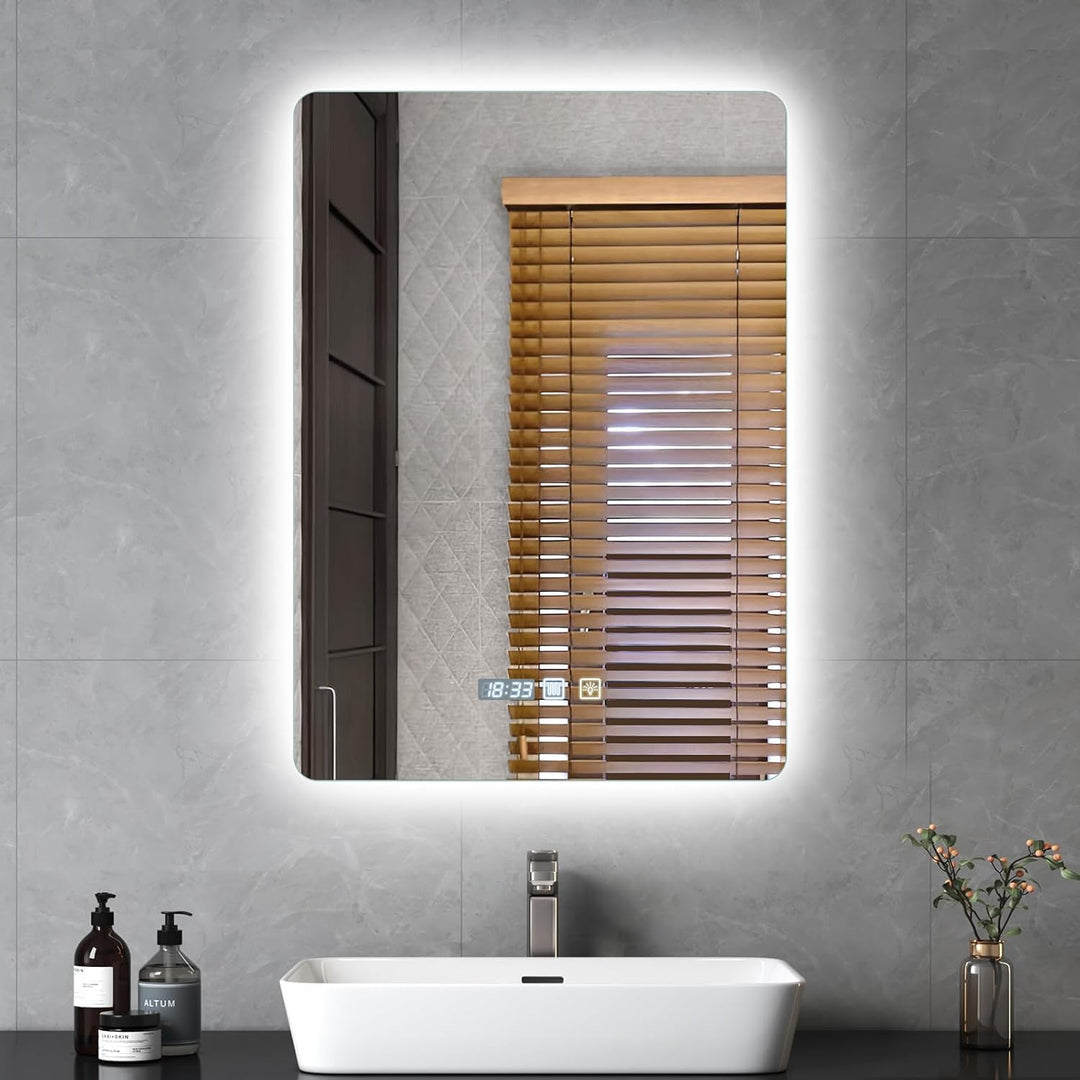 500x700mm Badspiegel mit Beleuchtung Dimmbar 3000K 4000K 6500K | Badezimmerspiegel Touch-Schalter An