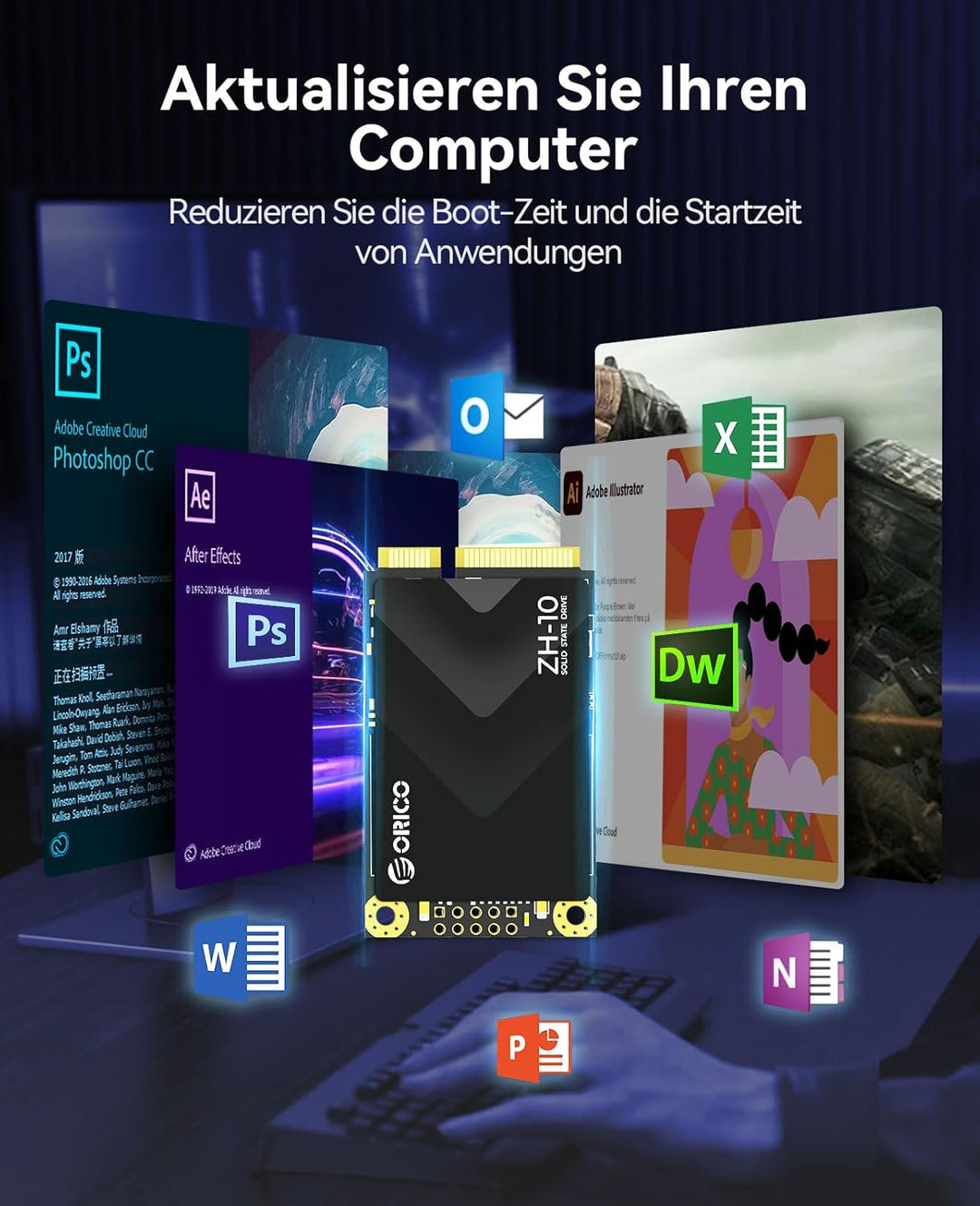 ORICO 128GB mSATA SSD SATA III, 5 Gbps 3D NAND Internes Solid State Laufwerk für Laptops Ultrabooks
