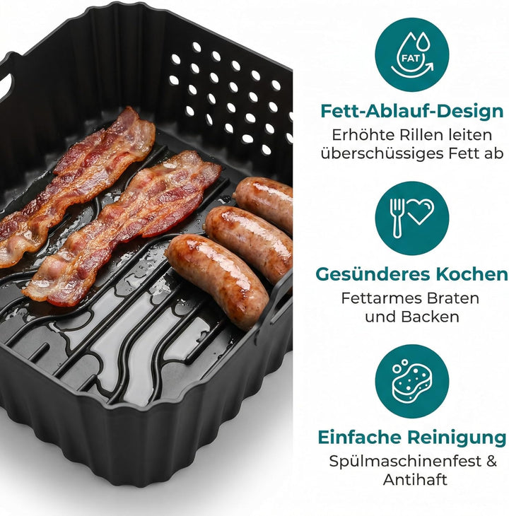 Silikonform Heissluftfritteuse Zubehör für Philips Airfryer 4000 Series Stacked Dual Basket 10L, Acc