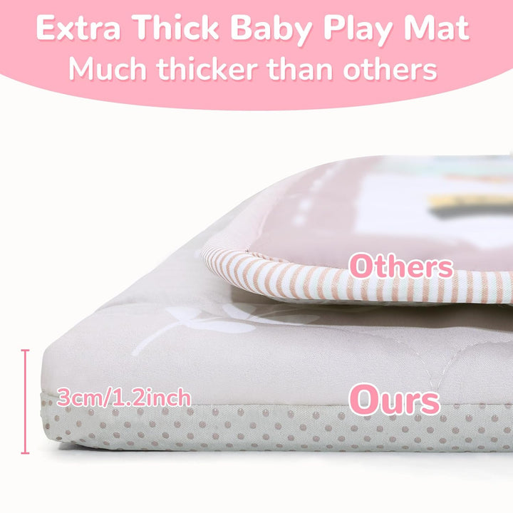 Spielmatte Baby 127×127cm mit Rutschfest, Extra Dicke 2cm Weiche Abtrennbar Krabbelmatte Baby, Faltb