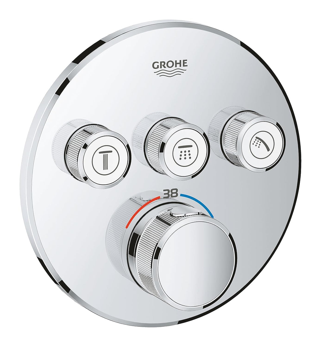 GROHE Grohtherm SmartControl - Thermostat mit 3 Absperrventilen (Fertigmontageset, langlebige Oberfl