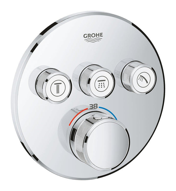 GROHE Grohtherm SmartControl - Thermostat mit 3 Absperrventilen (Fertigmontageset, langlebige Oberfl