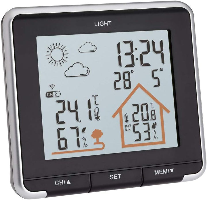 TFA Dostmann Digitale Life, Wetterstation mit Funk, inkl Aussensensor, Hintergrundbeleuchtung, Ausse