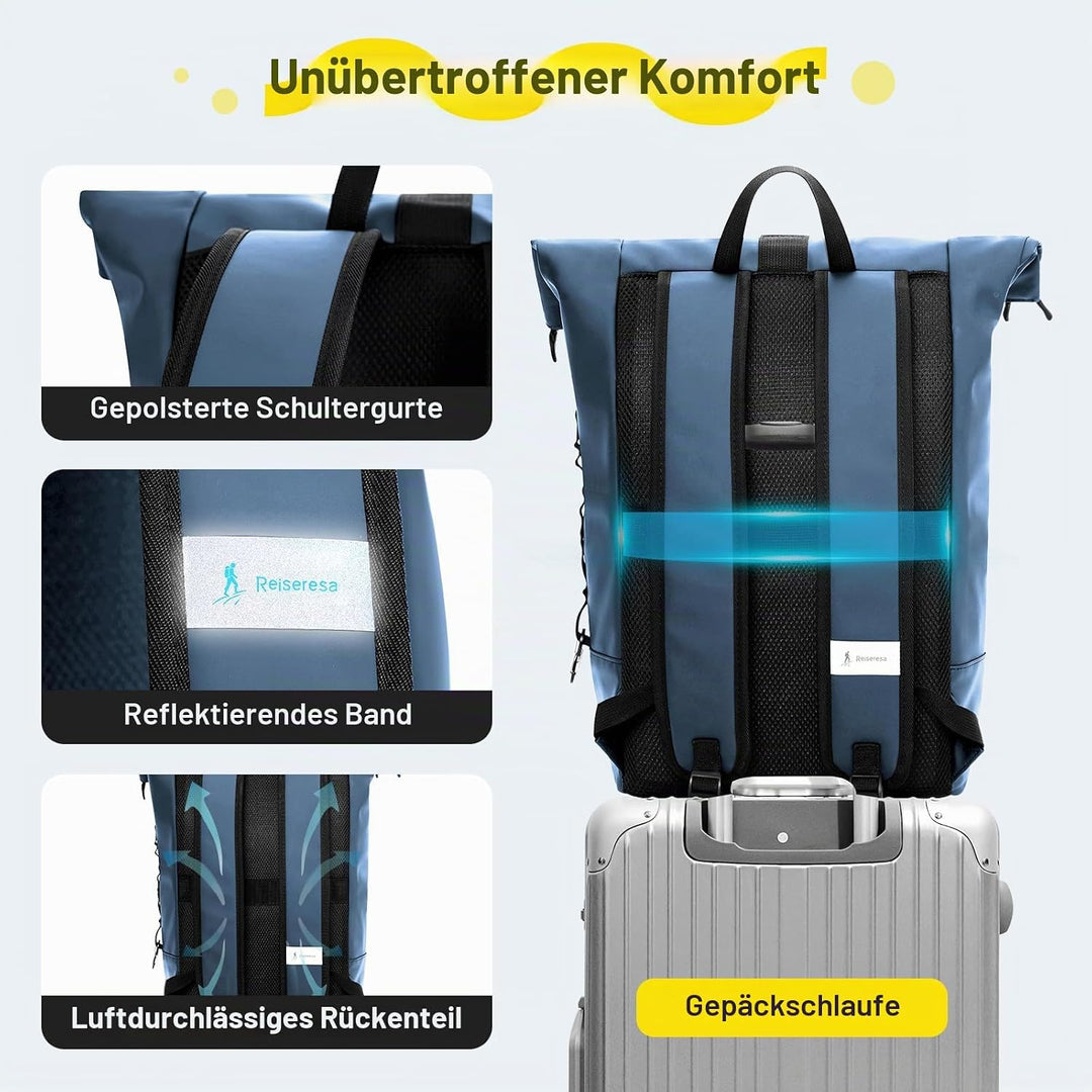 Rolltop Rucksack Herren Damen Wasserdicht Grosse Laptop Rucksack Reiserucksack mit Multifunktionale