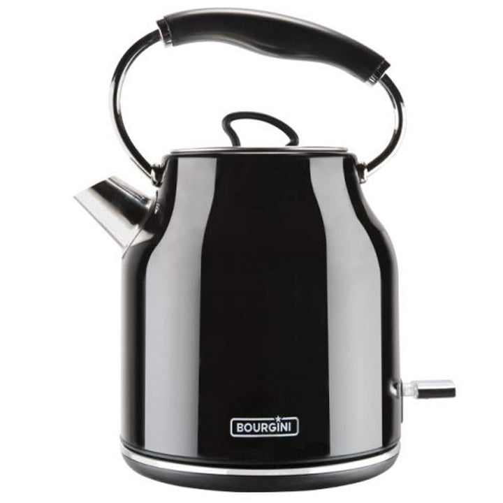 Bourgini Nostalgic Water Kettle Deluxe - Retro Wasserkocher - 1.7L Fassungsvermögen - Schwarz Black,