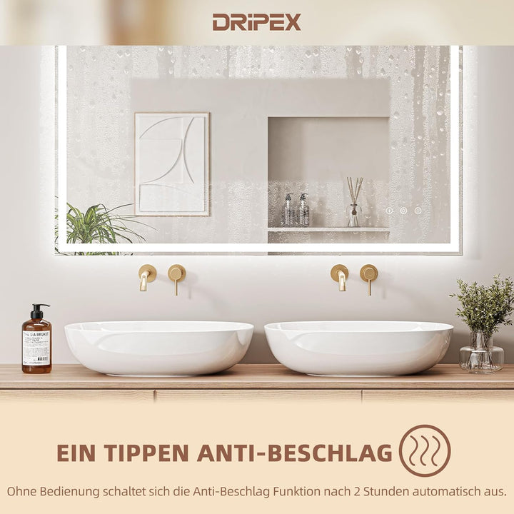 Badezimmerspiegel Led Badspiegel, Speicherfunktion, Touch-Schalter, Druckknopf, Dimmbar, 3 Lichtfarb