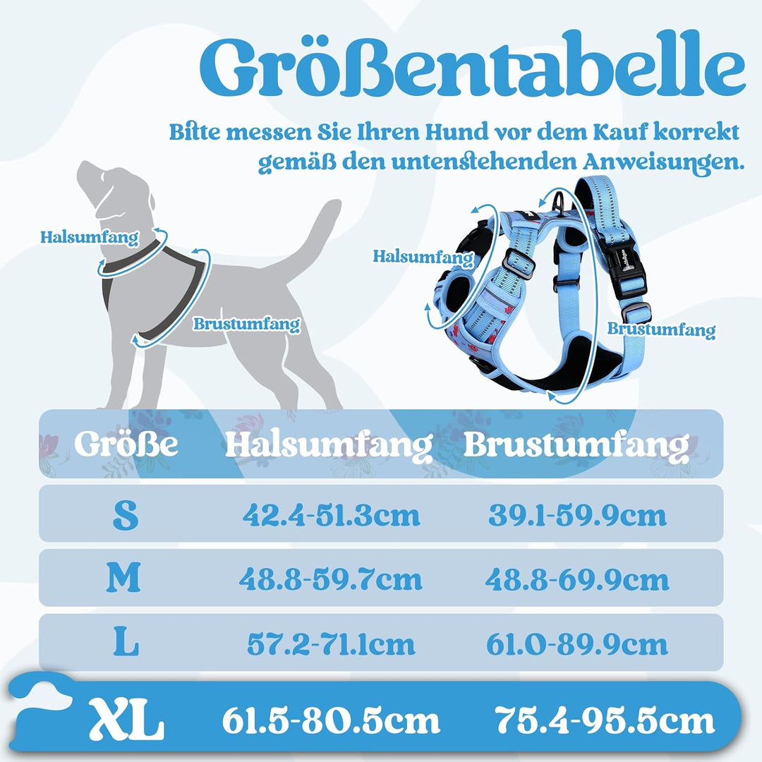 rabbitgoo Hundegeschirr Grosse Hunde, Verstellbare Geschirr Hund ohne Zug &amp; Würgen, Anti Zug Hundege