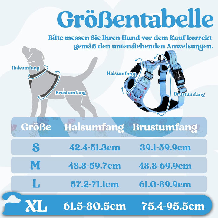rabbitgoo Hundegeschirr Grosse Hunde, Verstellbare Geschirr Hund ohne Zug &amp; Würgen, Anti Zug Hundege