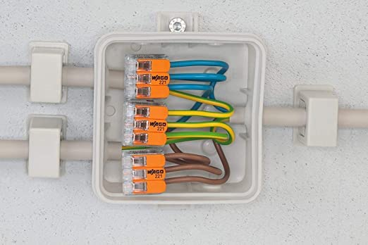 WAGO Verbindungsklemmen 221-412 | 2 Leiter, bis 4 mm², 100 Stück, COMPACT Kabelverbinder mit Hebel f