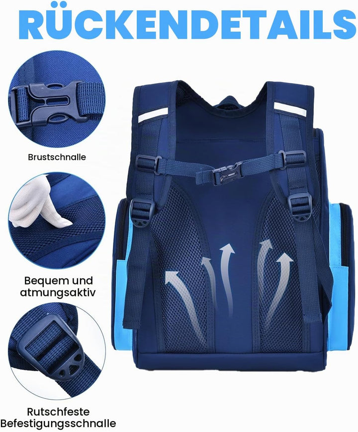 Amythe Schulrucksack Jungen 8-15 Jahre, Wasserdichte Schultasche für 3.-10. Klasse, Kinder Schulranz