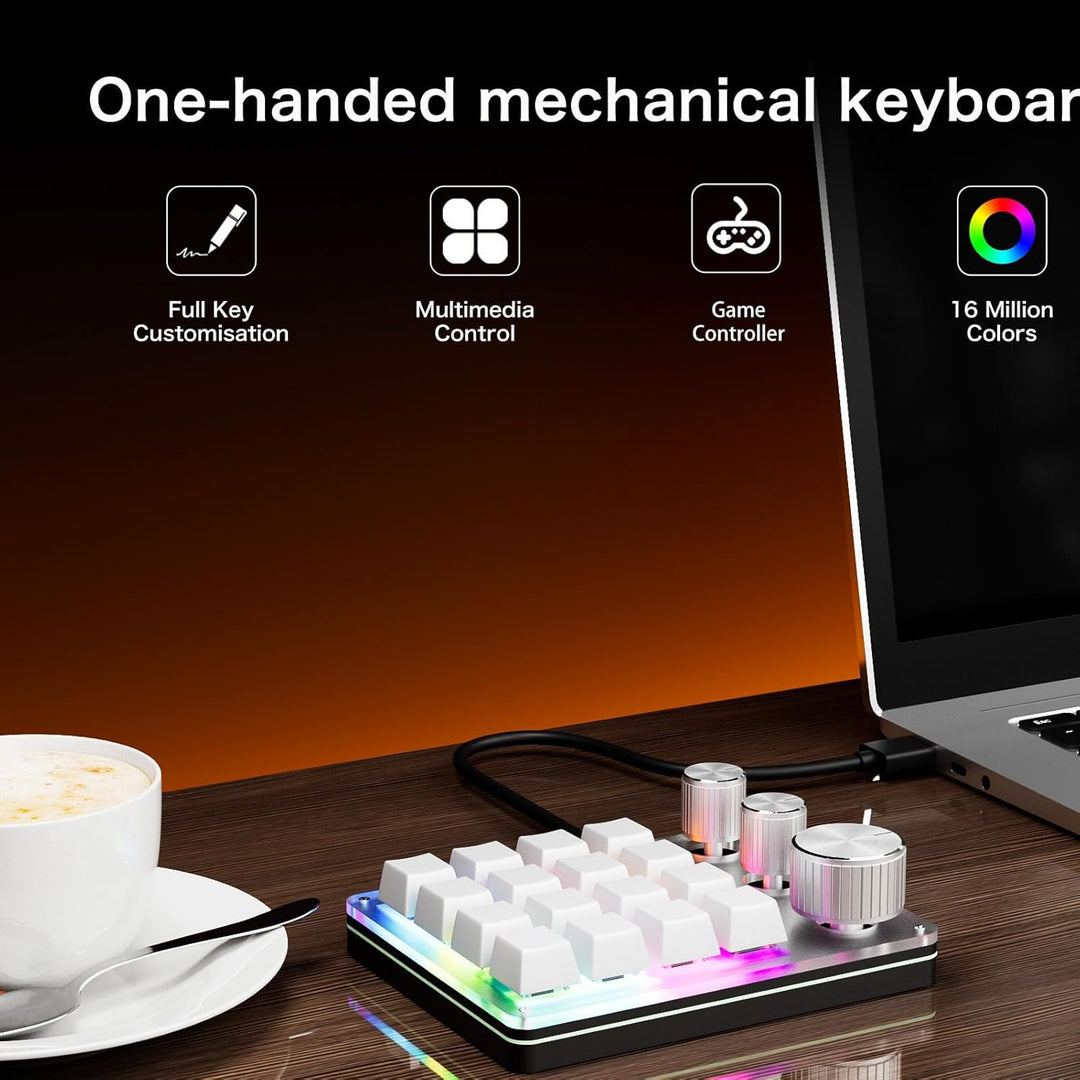Denash Benutzer Definierte Mechanische Tastatur, Programmier Bares 16-Schlüssel-Macro-Pad mit 3 Knöp