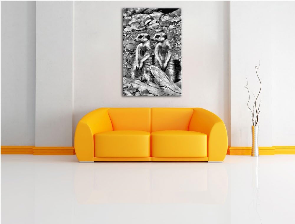 Pixxprint kleines Erdmännchen Rudel als Leinwandbild/Grösse: 100x70 / Wandbild/Kunstdruck/fertig bes