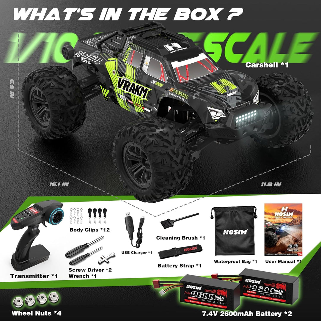 Hosim X09 Brushless RC Auto für Erwachsene, Mini 1:10 70 km/h High Speed 4x4 Offroad RC Truck, schne