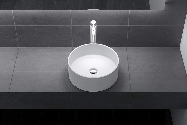 doporro Aufsatzwaschbecken rund Colossum804 Weiss matt Ø 40 cm Mineralguss Waschbecken ohne Armaturl