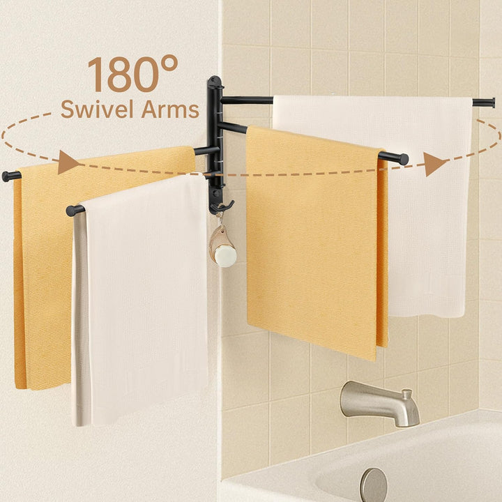 KES Handtuchhalter Schwenkbar Schwarz Badetuchhalter 4 Armig Handtuchstange Edelstahl 18/8 Handtuch