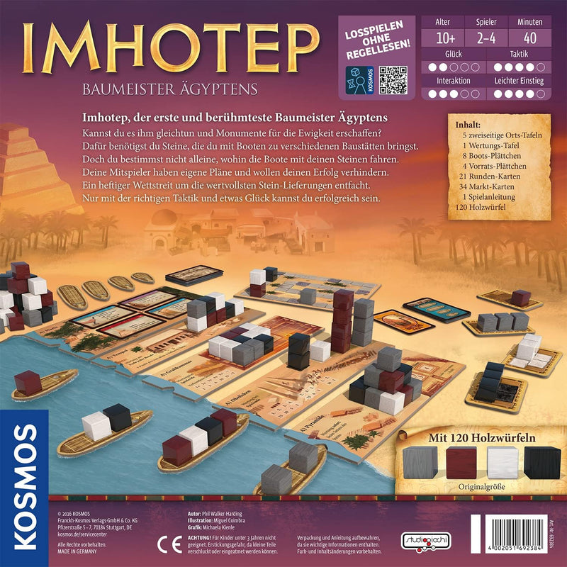 Kosmos 692384 - Imhotep - Baumeister Ägyptens, das Grundspiel, Strategiespiel mit viel Interaktion u