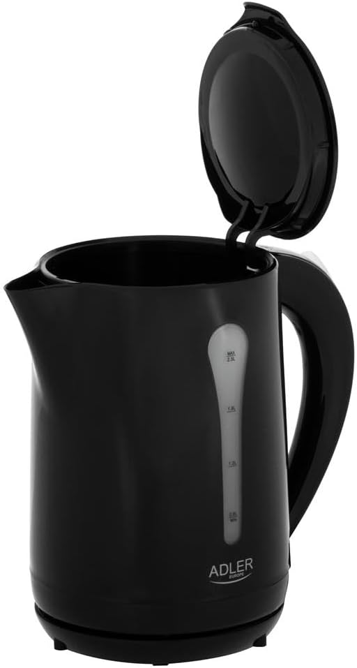 ADLER EUROPE AD 1244 Wasserkocher, 2,5 L Fassungsvermögen, 2200W, Automatische Abschaltung, Schwarz