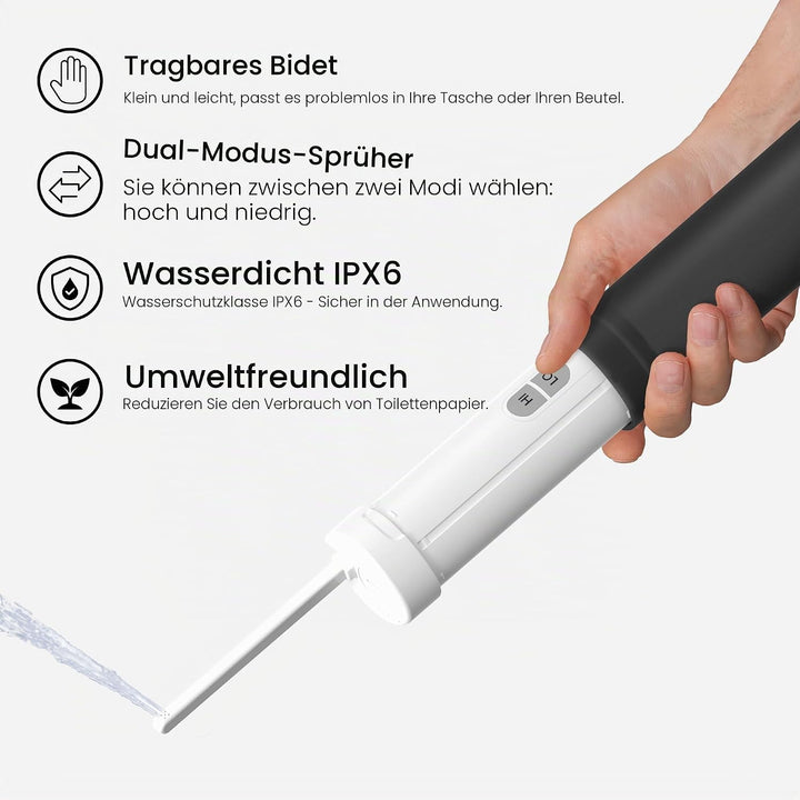 VOVO Go Tragbare Elektrische Reisebidet – 2 Einstellbare Druckstufen, Kompaktes Handbidet, Ideal Für
