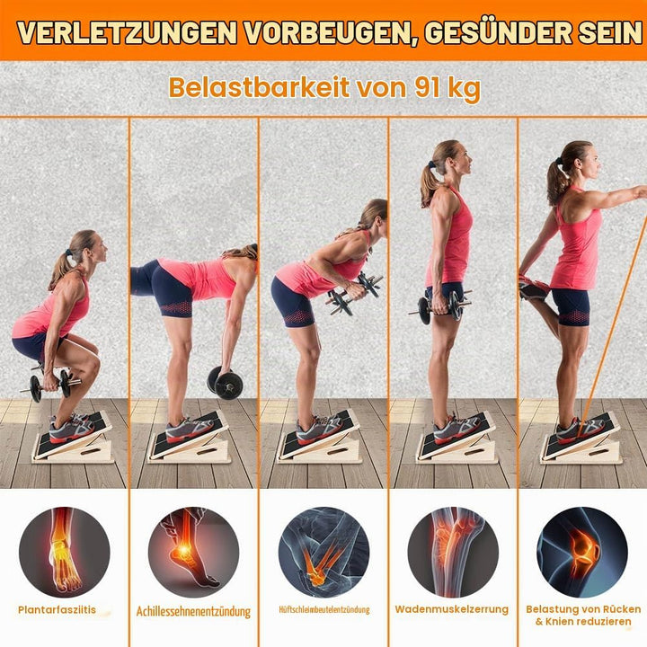 2 in 1 Wadendehner, Schrägbrett Aus Holz, Verstellbarer Und Portable Wooden Slant Board, Athletic Mo