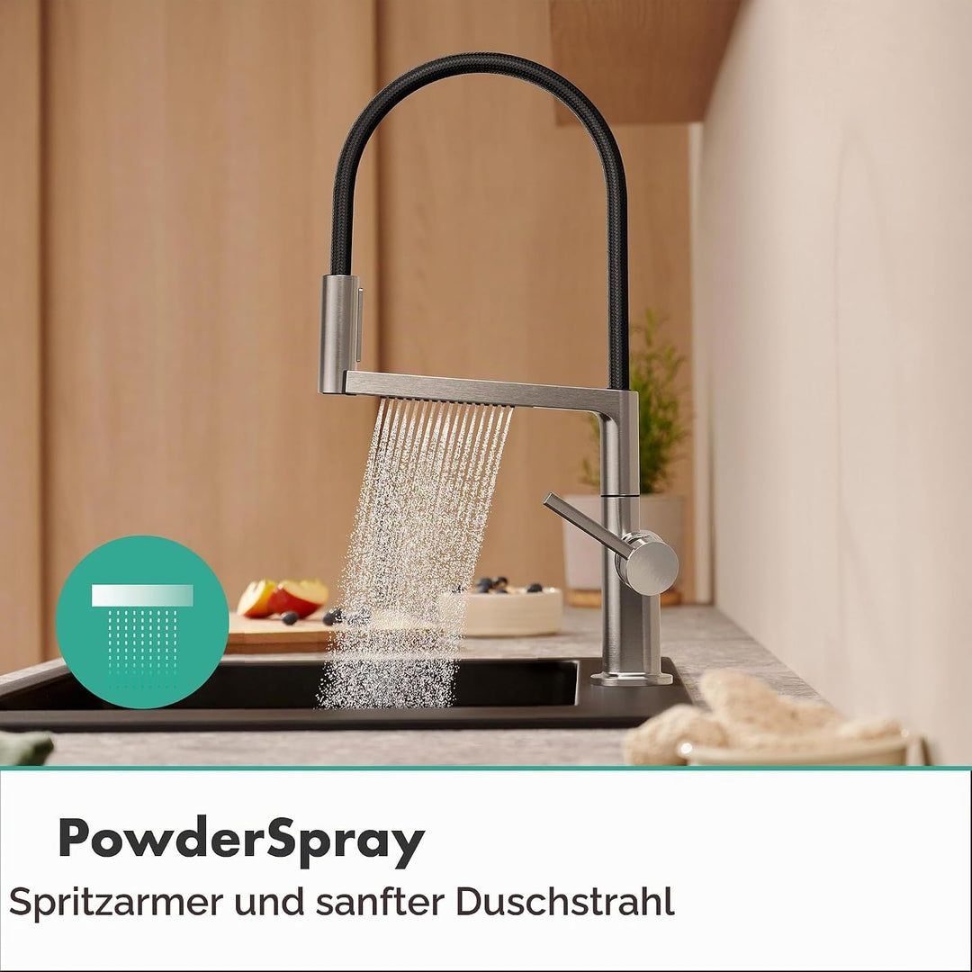 hansgrohe Talis Select M54 PowderSpray Küchenarmatur mit flexiblem Auslauf und Brause, SemiPro, 3 St