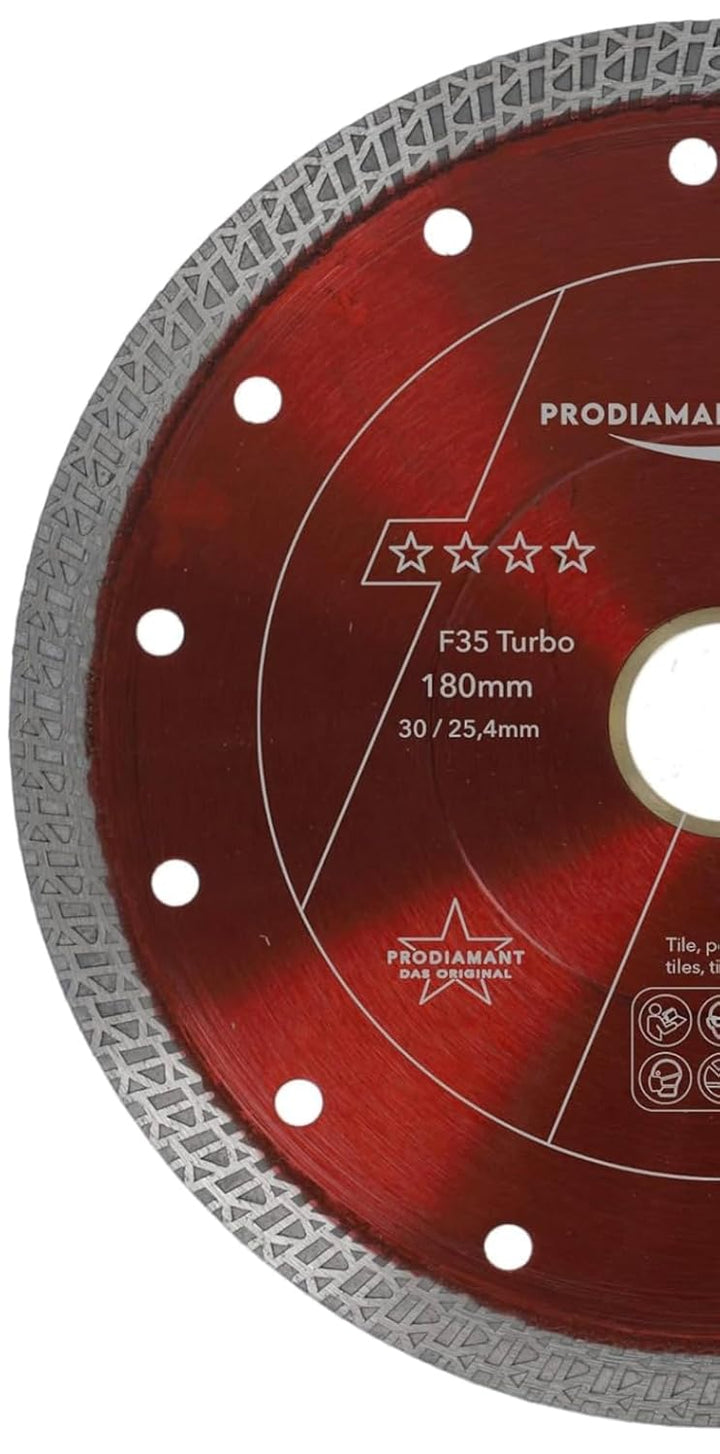 PRODIAMANT Diamanttrennscheibe Fliese Feinsteinzeug 180mm x 30 mit Ring 25,4 mm Fliesenscheibe für T