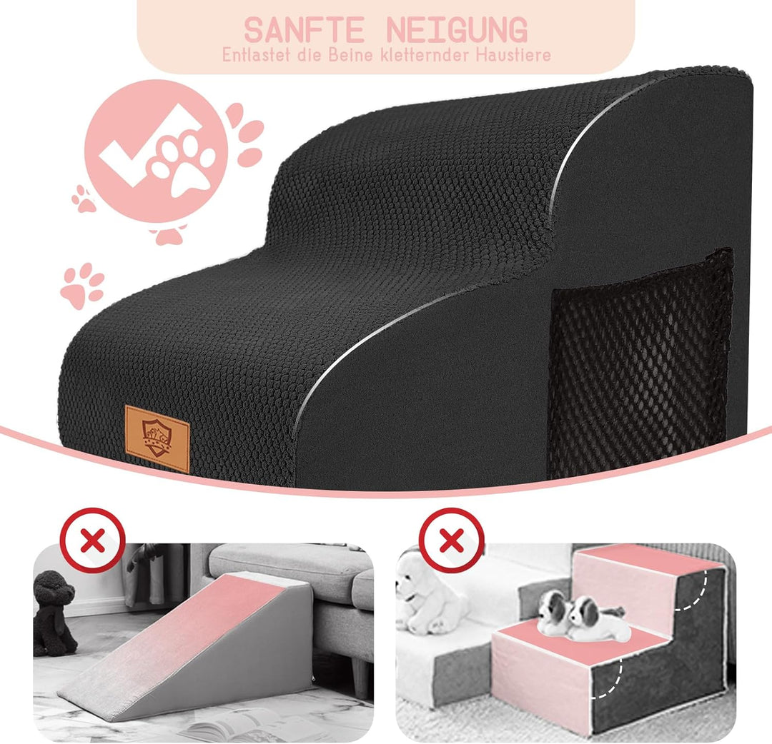 Myiosus Hundetreppe für Kleine Hunde, 2 Stufen Haustiertreppe 40cm Hoch Treppe Hund aus Schwamm, rut