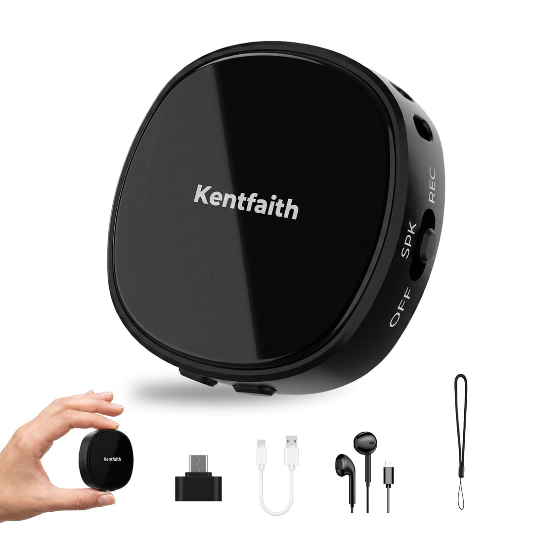 Kentfaith 128GB Magnetischer Diktiergerät, Diktiergerät Mini mit DSP-Rauschunterdrückung, 25 Stunden